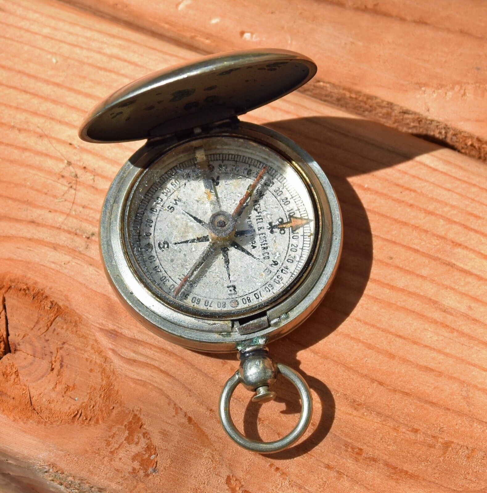 Antique 1930s Keuffel & Esser Pocket Compass Works!