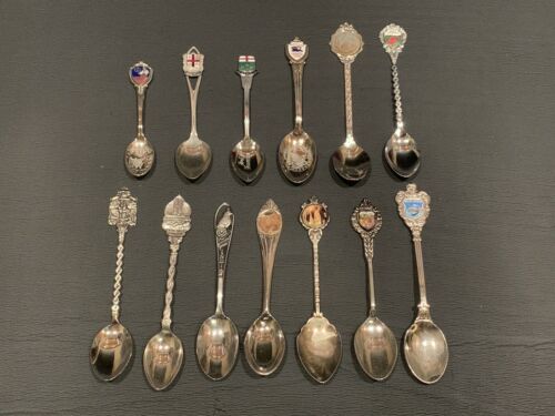 13 Collector Spoons Lot - Canada Hoosiers Carlsbad Caverns North Dakota Venezia