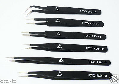 6pcs* Anti-static Tweezer Maintenance Tool Toyo Esd 10b 11b 12b 13b 14b 15b