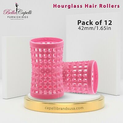 Large Pink 42mm /1.65in Pack of 12 - Hourglass Rollers All Hair Types Unisex