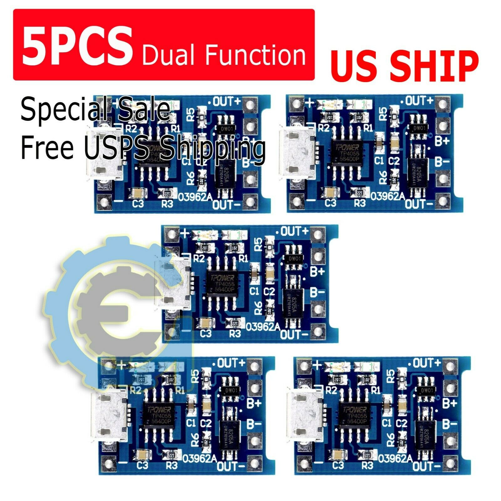 5pcs 5v 1a Micro Usb 18650 Lithium Battery Tp4056 Charging Board Charger Module