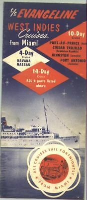 1955 SS Evengeline West Indies Cruises from Miami Travel Brochure