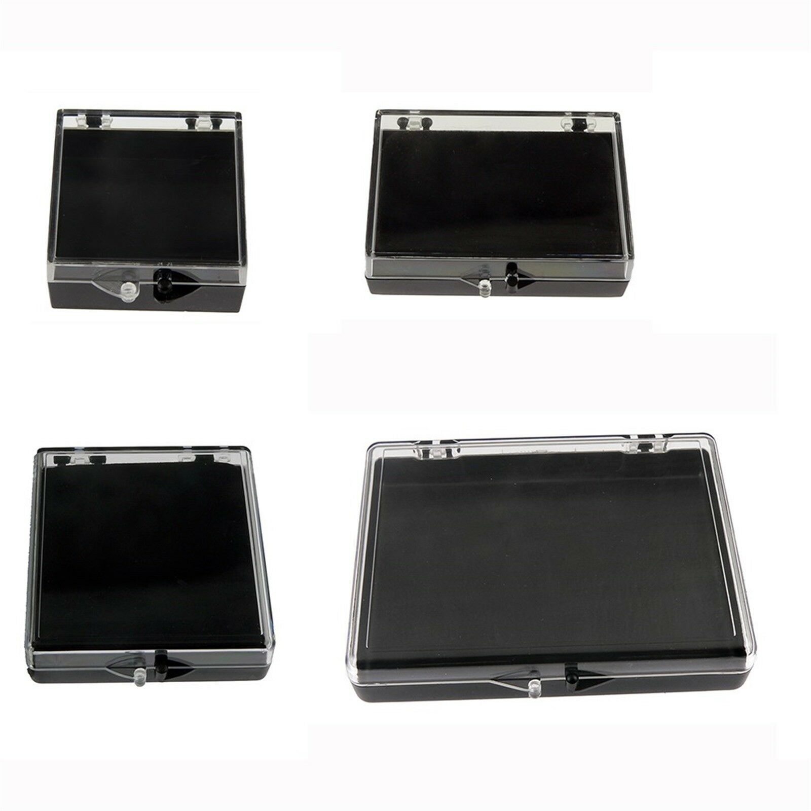 Blank Plastic Lapel Pin Presentation Display Case Hinged Arcrylic Box 4 Sizes