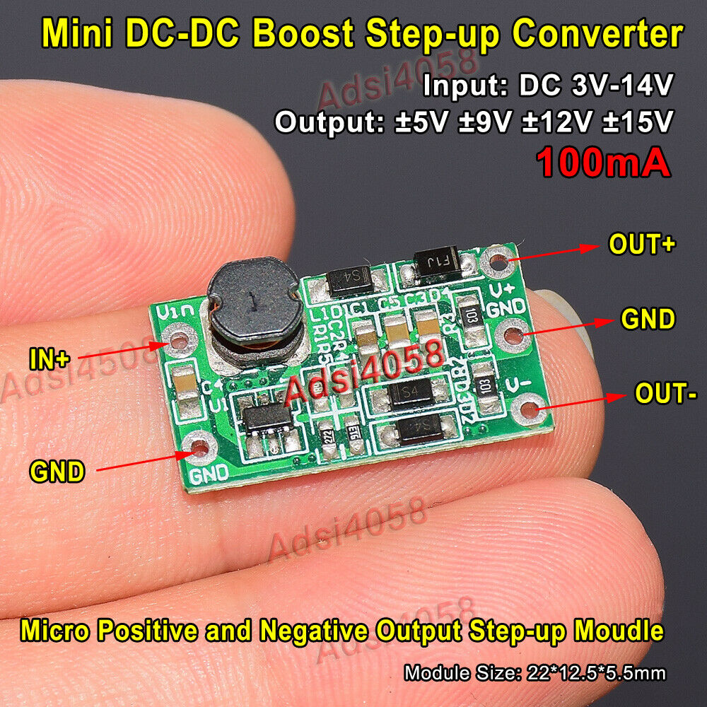 Mini DC-DC Boost Step-up Converter Dual Output DC ±5V ±9V ±12V ±15V Power Supply