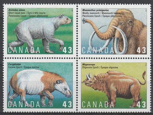 Canada postfris 1994 MNH 1448-1451 - Prehistorische Dieren / Animals