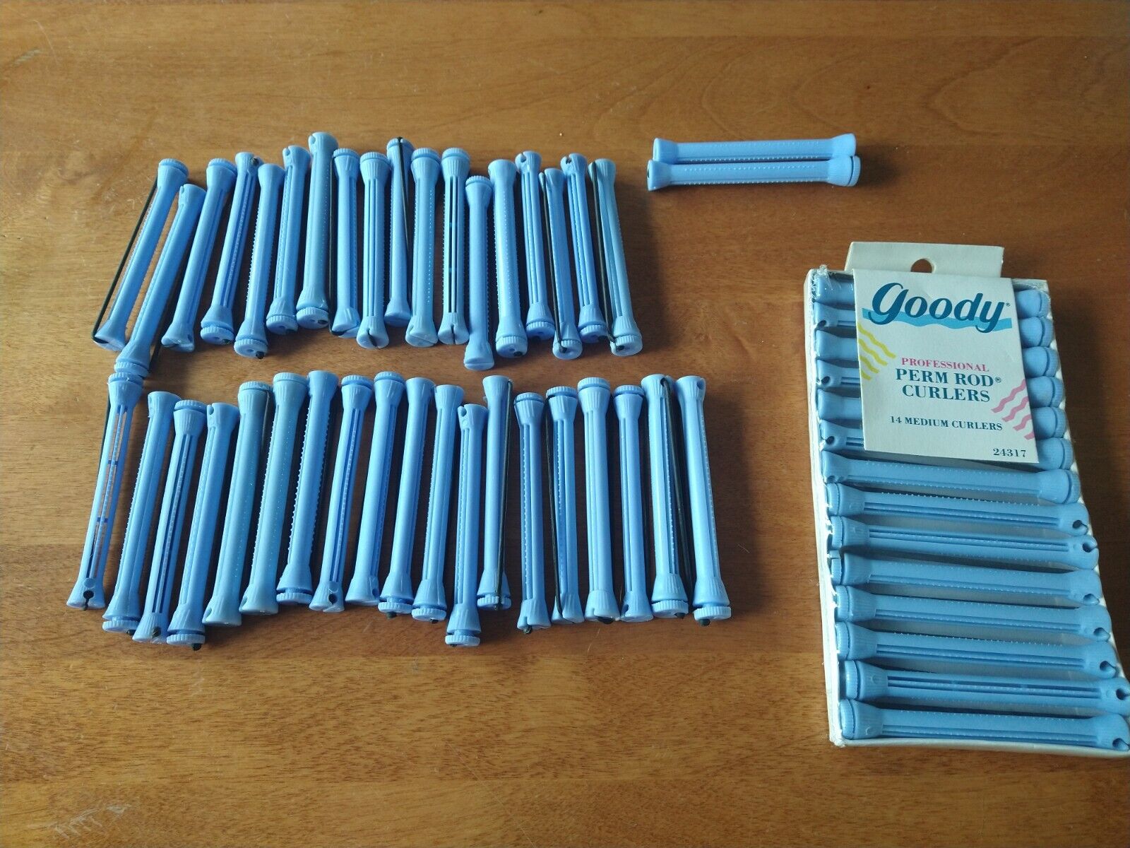 Vintage 1989 Goody Professional Perm Rod 14 Pk Blue Curlers Plus Extra (53 Rods)