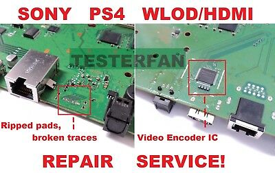 Fix Broken Sony Ps4 System Wlod/hdmi Ripped Pads/video Encoder Ic Repair Service