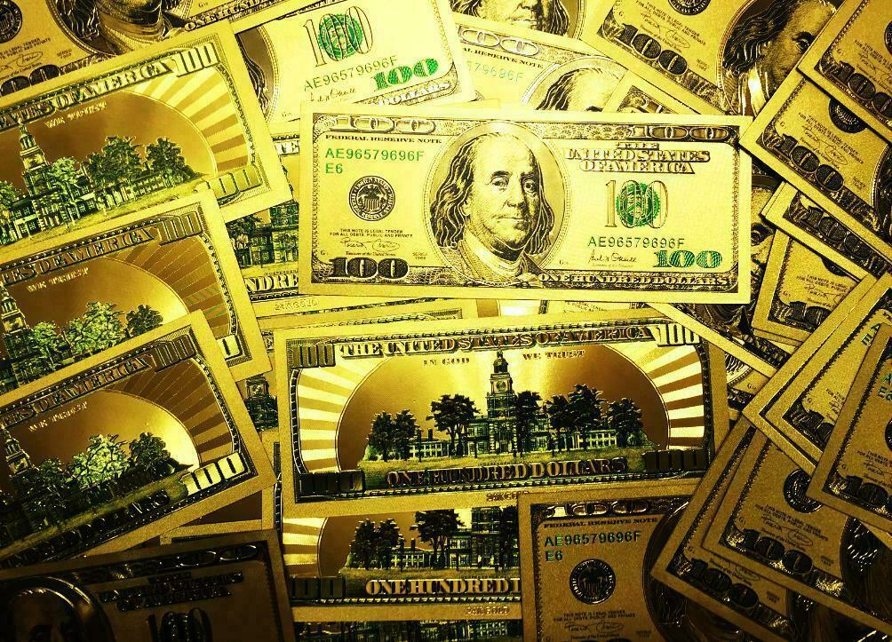 24 K GOLD Plated Double Sided $100 Dollar Bill with Green Seal