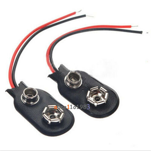 10pcs Snap On 9v Battery Holder Clip Connector Hard Shell 10cm Cable Lead