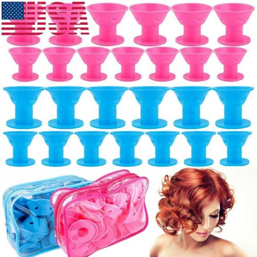 30pcs Magic Hair Curlers Rollers Silicone No Clip Formers Styling Curling Tool