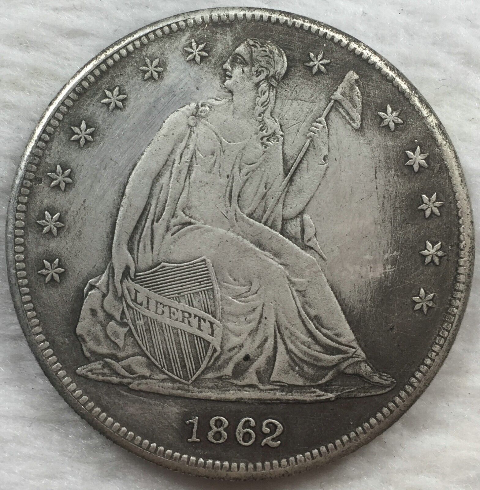 1862 United States of America Trade Silver Dollar T$1 Rare SIlVER COIN