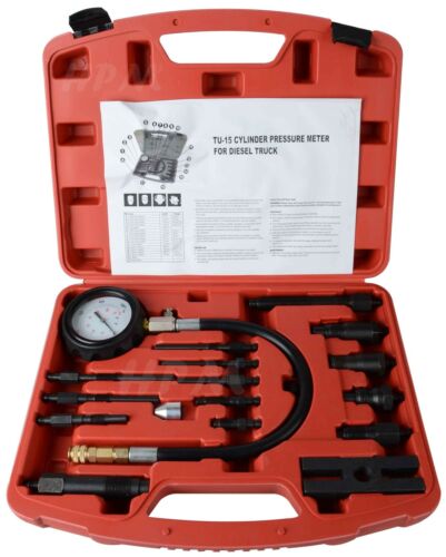 New 17 Pc Diesel Engine Compression Tester Kit Tool Set Automotive Compressor